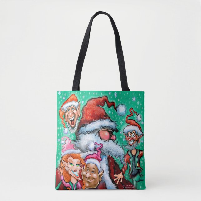 Tote Bag Père Noël et Elfes de Noël (Devant)