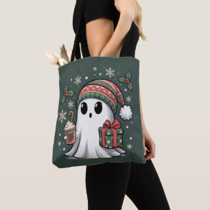 Tote Bag Père Noël fantôme Noël vacances Xmas Halloween fan