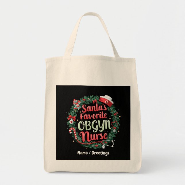 Tote Bag Père Noël Favorite OBGYN Nurse Treat personnalisab (Devant)