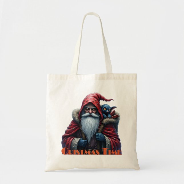 Tote Bag Père Noël Frostbite et son elfe de malice. (Devant)