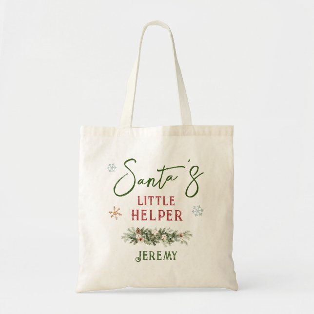 Tote Bag Père Noël Little Helper Christmas Kindergarten Par (Devant)