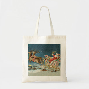 Tote Bag Père Noël Noël Traîneau Antique Renne