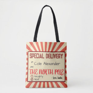 Tote Bag Père Noël Present Pôle Nord Naughty Nom Nice