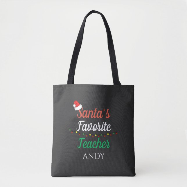 Tote Bag Père Noël Professeur Favori Joyeux Enseignant Noël (Devant)