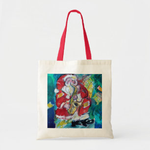 Tote Bag PÈRE NOËL & SAX, PARTI NOËL Bleu