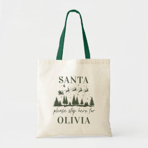 Tote Bag Père Noël s'il vous plaît s'arrêter ici pour Noël