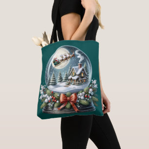 Tote Bag Père Noël Sleigh Ride in Snow Globe Wonderland