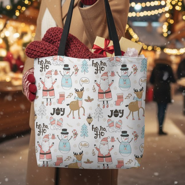 Tote Bag Père Noël, Snowman, Reindeer Motif ID559 (Créateur téléchargé)