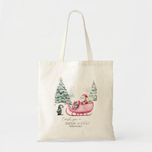 Tote Bag Père Noël,Traîneau,Manchot,Forêt