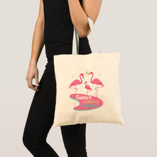 Tote Bag Père Noël Venir à la ville Flamant rose drôle Noël