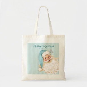Tote Bag Père Noël victorien vintage turquoise