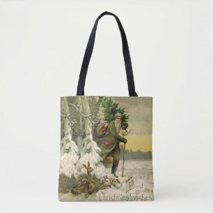 Tote Bag Père Noël vintage Noël victorien vacances Arbre