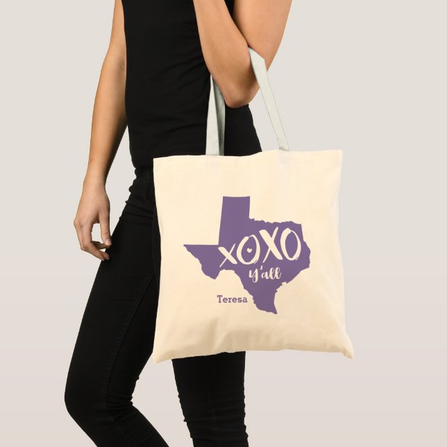 Tote Bag Périwinkle violet XOXO, Y'all - Forme d'état du Te (Devant (produit))