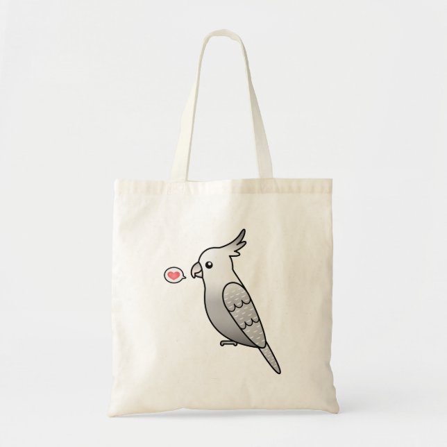 Tote Bag Perle de Perruche à tête blanche dessin animé avec (Devant)