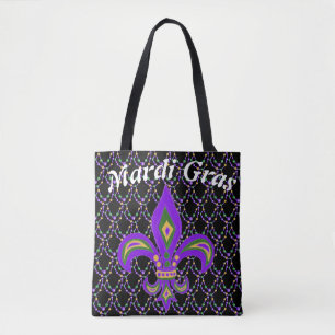 Tote Bag Perles de gras Mardi et Fleur de Lis
