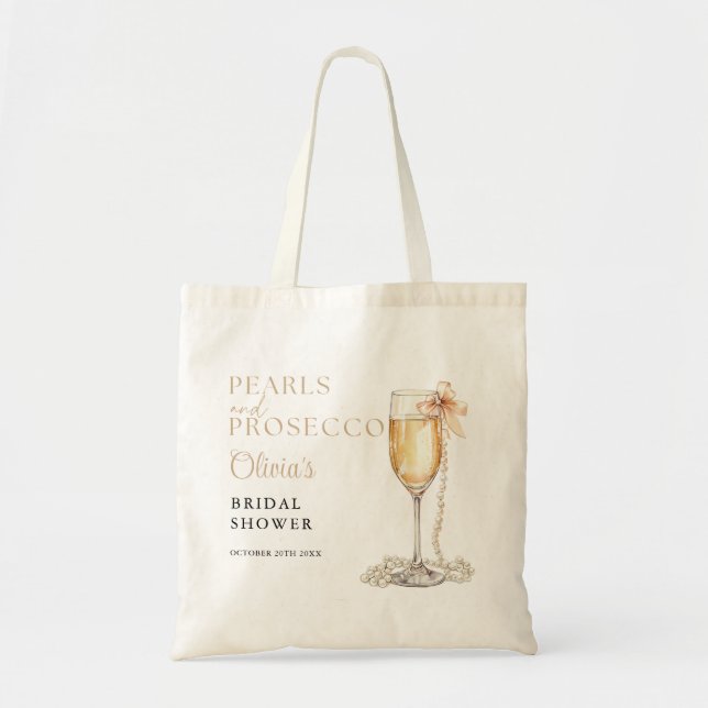 Tote Bag Perles Et Prosecco Élégant Enterrement De Vie De J (Devant)