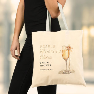 Tote Bag Perles et Prosecco Élégante Fête de Mariage