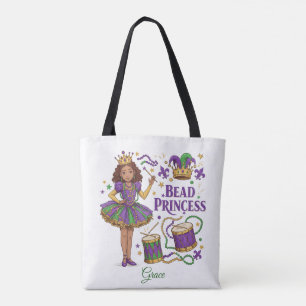 Tote Bag Perles Princesse Texte Personnalisé - Mardi Gras