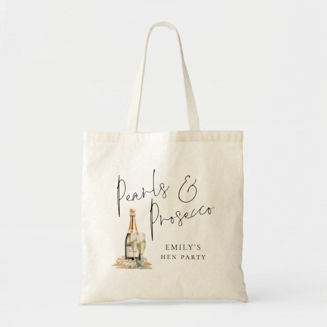 Tote Bag Perles Prosecco Demoiselle d'Honneur Nom Enterreme (Devant)