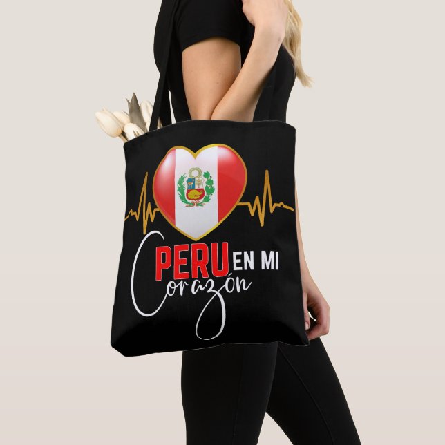 Tote Bag Pérou en mi Corazon Fierté péruvienne  (De près)