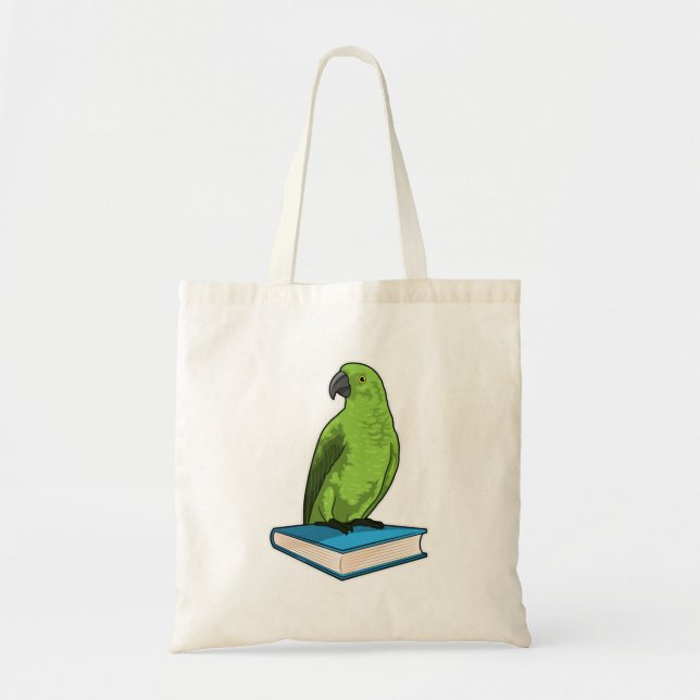Tote Bag Perroquet avec livre (Devant)