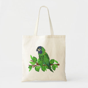 Tote Bag Perroquet de macaoua vert sur l'oiseau naturel feu