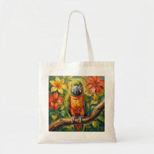 Tote Bag Perroquet et fleur tropicale assez colorés en impa