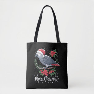 Tote Bag Perroquet Gris Africain de Noël