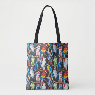 Tote Bag Perroquet : papier peint d'aquarelle tropicale.