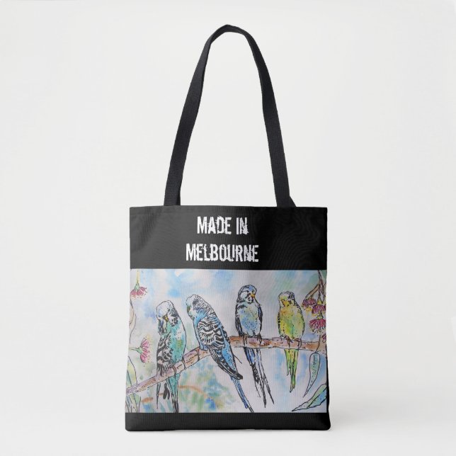 Tote Bag Perroquet Perruche oiseau fait à Melbourne Oiseaux (Devant)