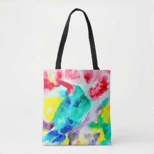 Tote Bag perroquet sur l'arbre, oiseau Abstrait Aquarelle b