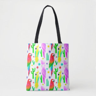 Tote Bag Perroquets coloré sans couture motif dessiné à la
