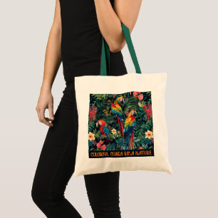 Tote Bag Perroquets colorés avec texte personnalisable