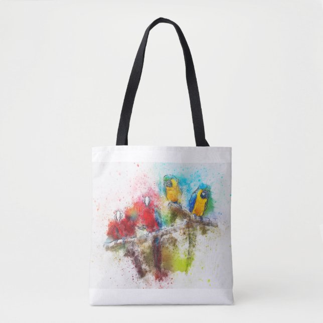 Tote Bag Perroquets tropicaux colorés Fourre-tout (Devant)
