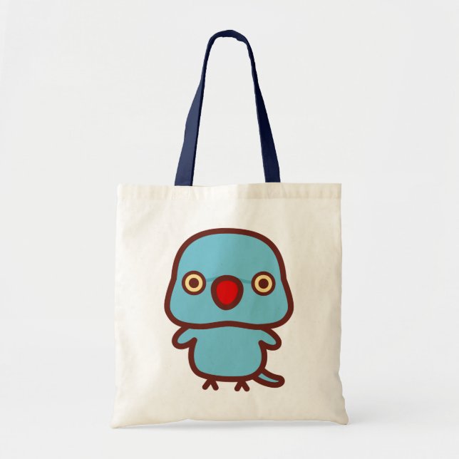 Tote Bag Perruche à collier femelle bleue (Devant)