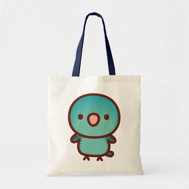 Tote Bag Perruche barrée / Turquoise (Devant)