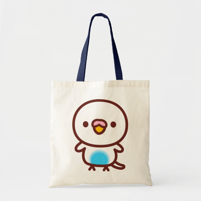 Tote Bag Perruche ondulée / Bleu ciel pied récessif (Devant)