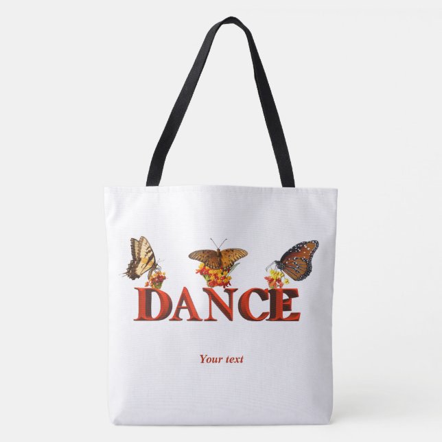 Tote Bag Personalize Dance sign with butterflies  (Devant)
