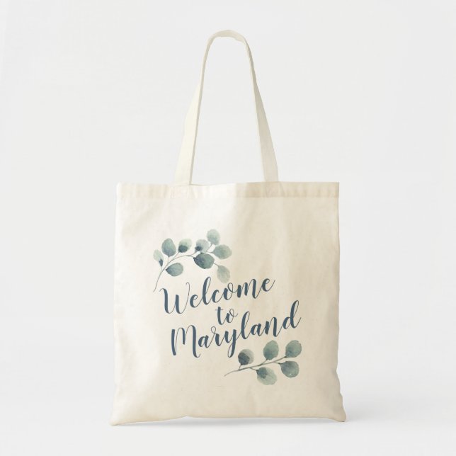 Tote Bag Personalize Wedding Welcome Eucalyptus Calligraphy (Devant)