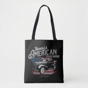 Tote Bag Personalized American Vintage Classic Car Garage