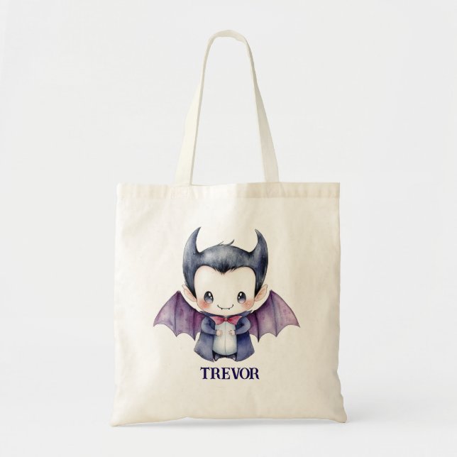 Tote Bag Personalized Baby Vampire Trick or Treat Bag  (Devant)