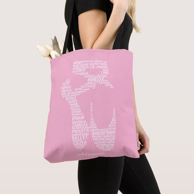 Tote Bag Personalized Ballet Shoe Typography  (Créateur téléchargé)