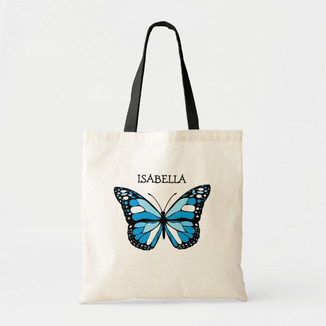 Tote Bag Personalized Blue Butterfly (Devant)