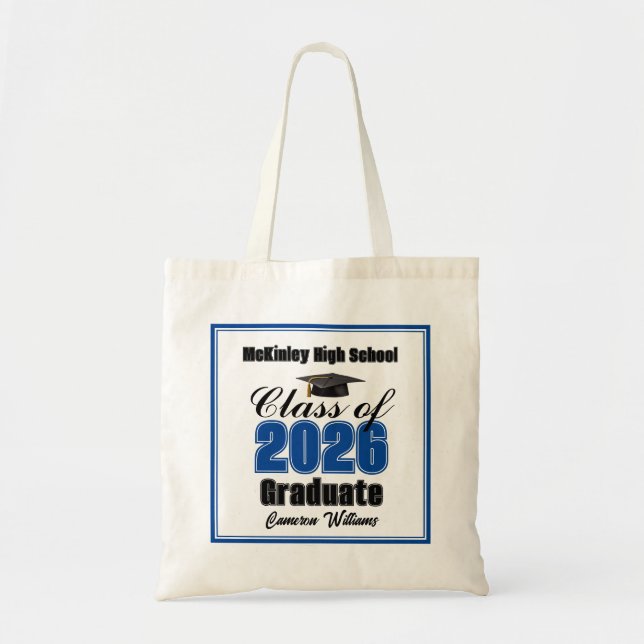 Tote Bag Personalized Blue Class of 2026 Graduation Party (Devant)