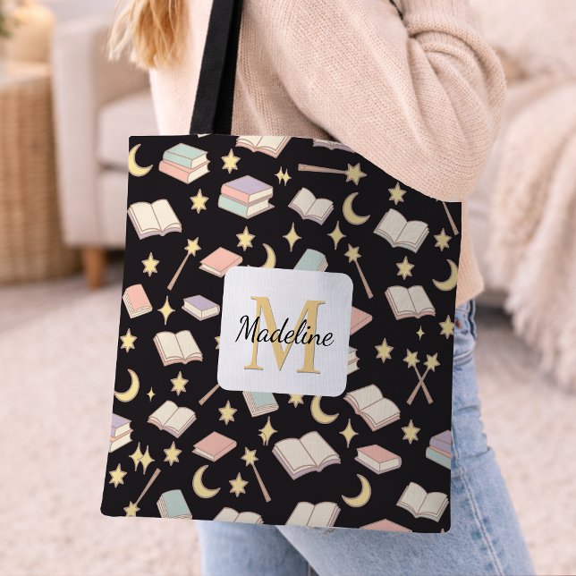 Tote Bag Personalized Bookish Girl Cute Magic Name Dark (Créateur téléchargé)