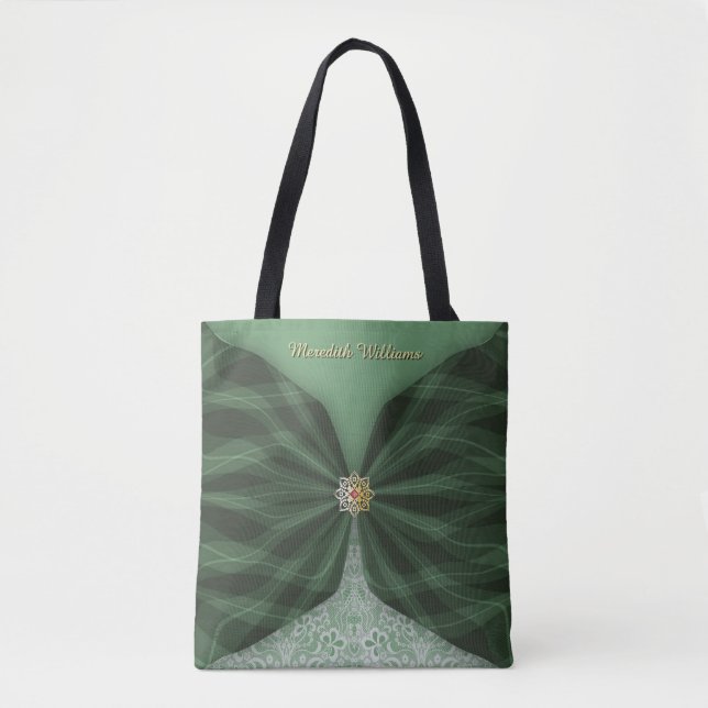 Tote Bag Personalized Botanical Tree Jewel Textile Illusion (Devant)