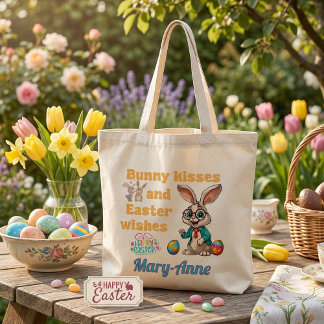 Tote Bag Personalized Bunny Kisses Easter