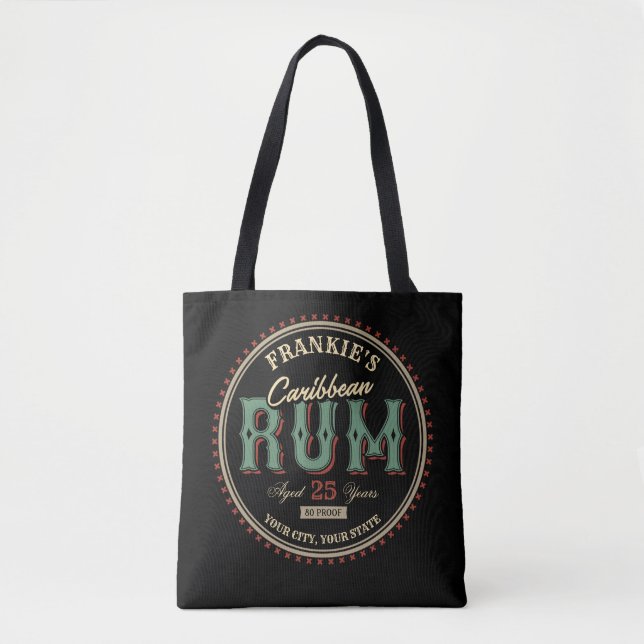 Tote Bag Personalized Caribbean Rum Liquor Bottle Label Bar (Devant)