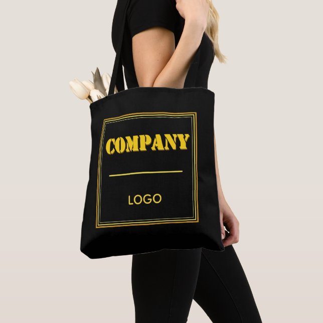 Tote Bag Personalized Company Black Modern Custom Business (De près)