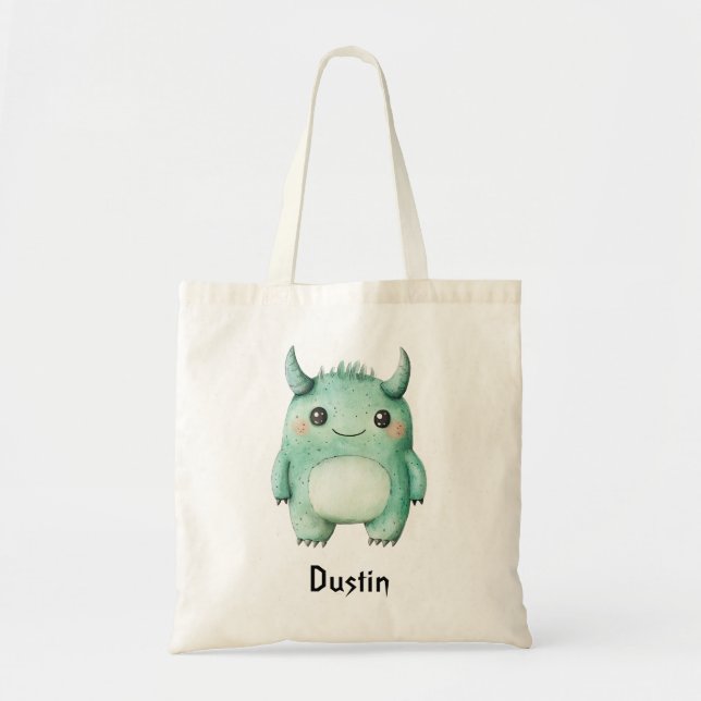 Tote Bag Personalized Cute Little Monster Trick-or-Treat Ba (Devant)